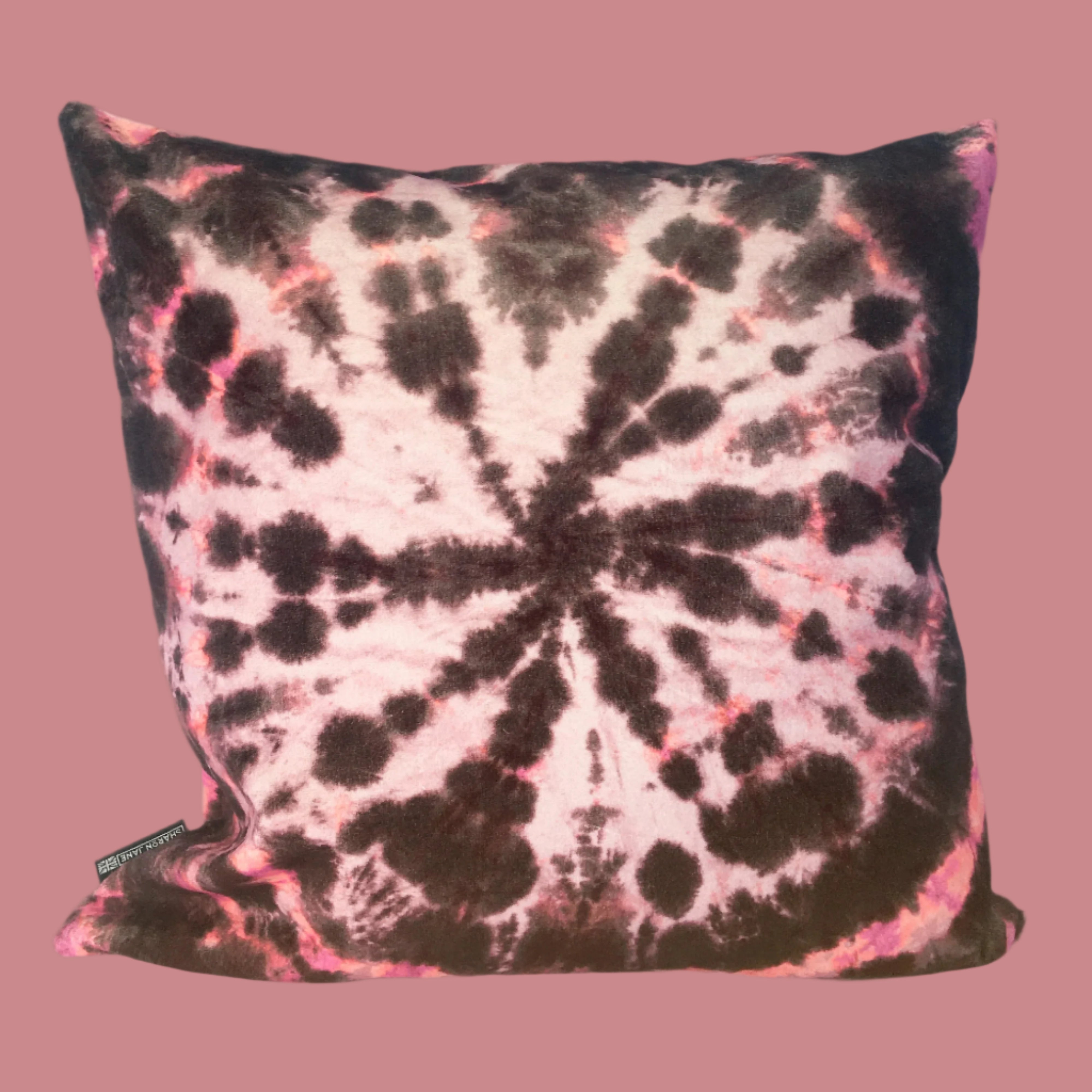 Tie dye Circle  Velvet Cushion - Burgandy