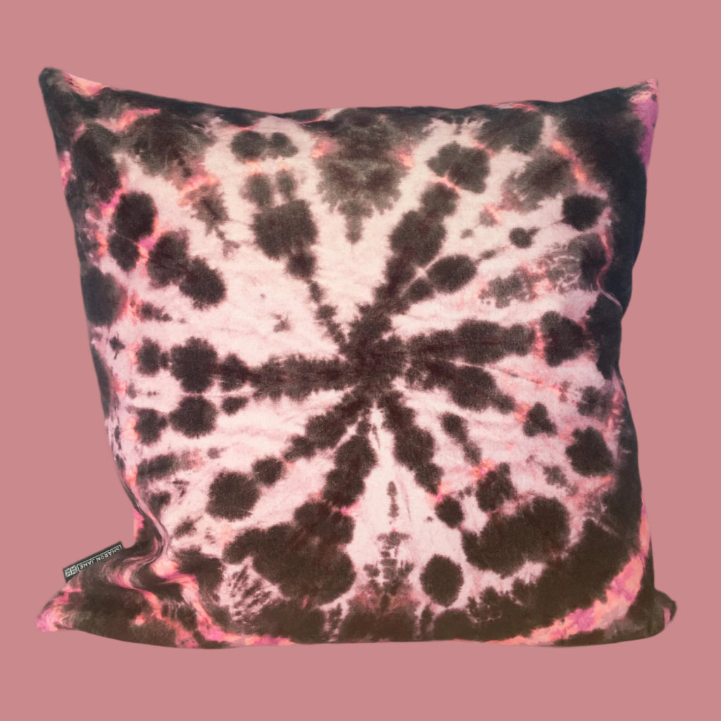 Tie Dye Circle  Velvet Cushion - Mulberry