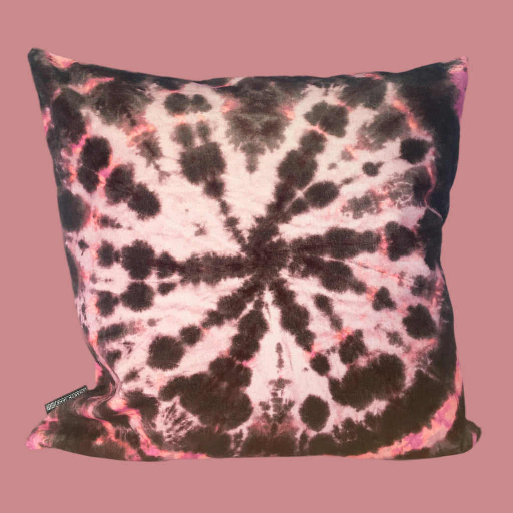 Tie dye Circle  Velvet Cushion - Burgandy