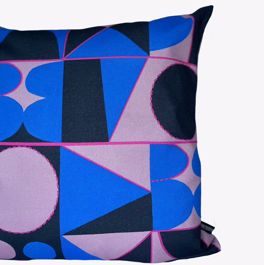Taking Shape Cushion - Cobalt, Black + Rose