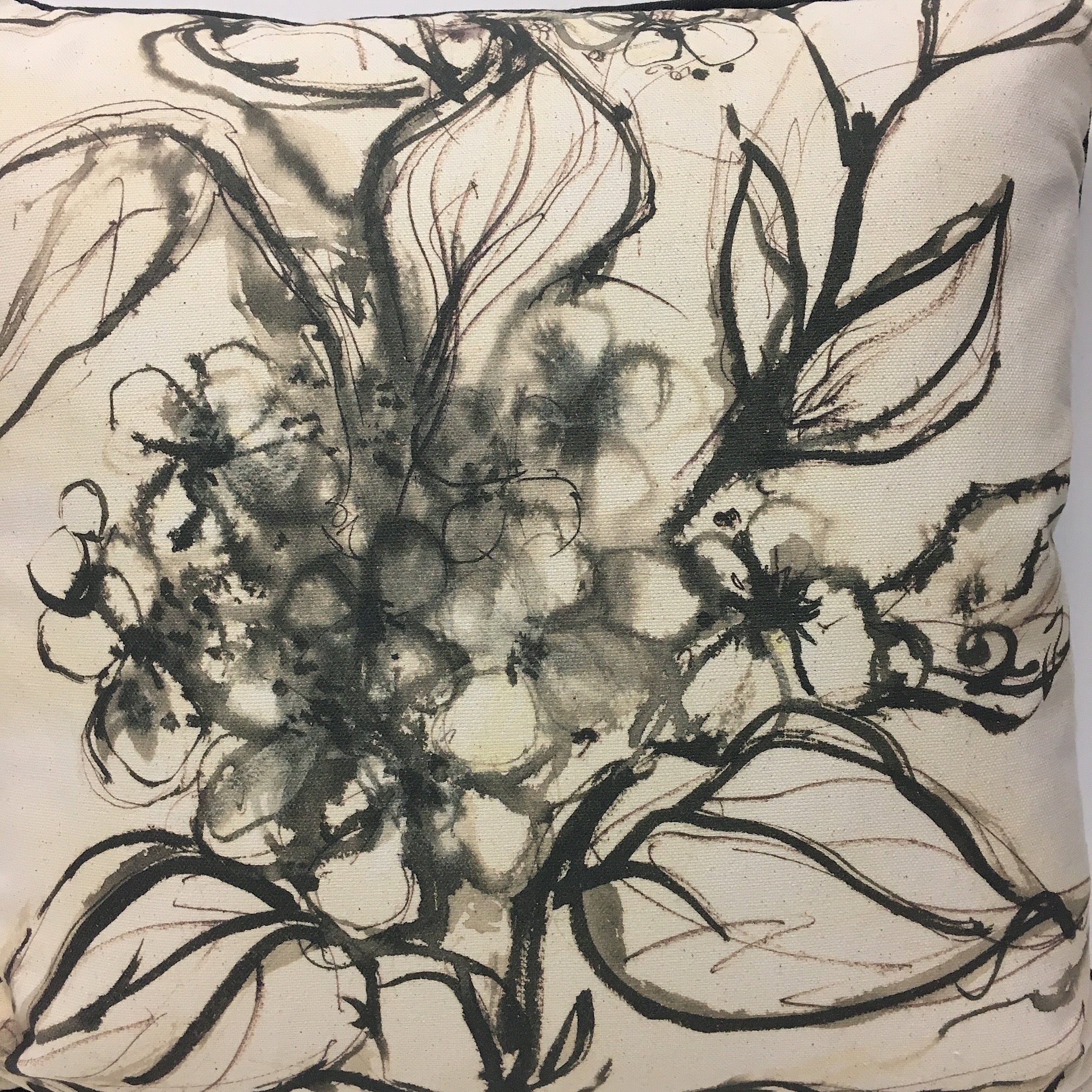Aquatint Monochrome Floral Cushion - LAST ONE
