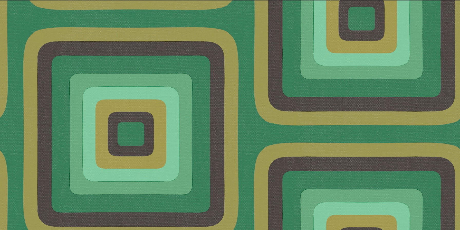 Retro Square Geometric wallpaper - Green + Ochre - NEW