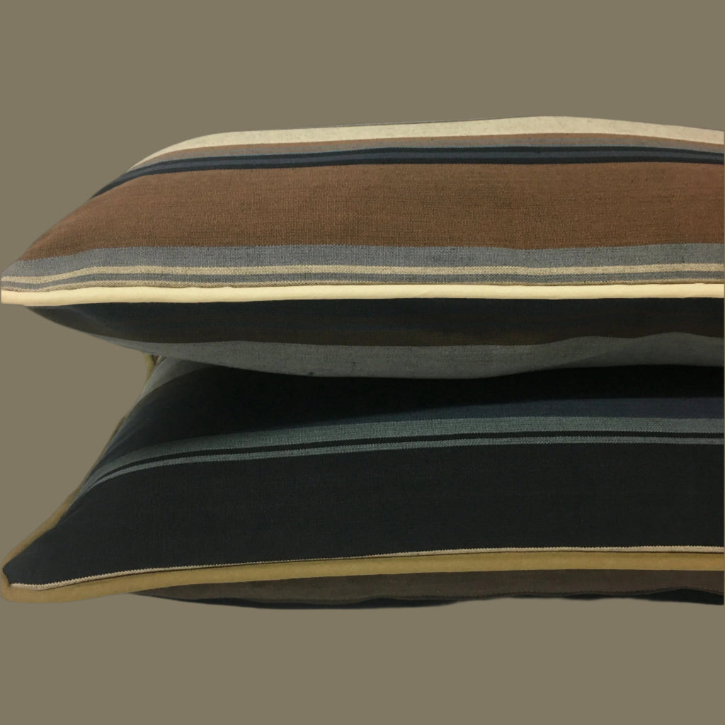 Grey + Black + Brown Striped Cushion
