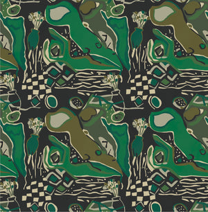 Figurines Wallpaper - Olive + Kelly green