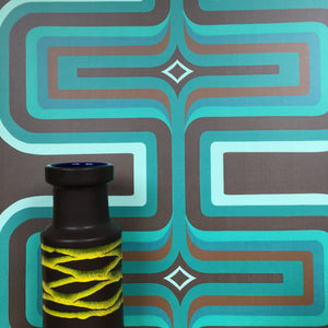 70s Geometric wallpaper, Turquoise + Brown