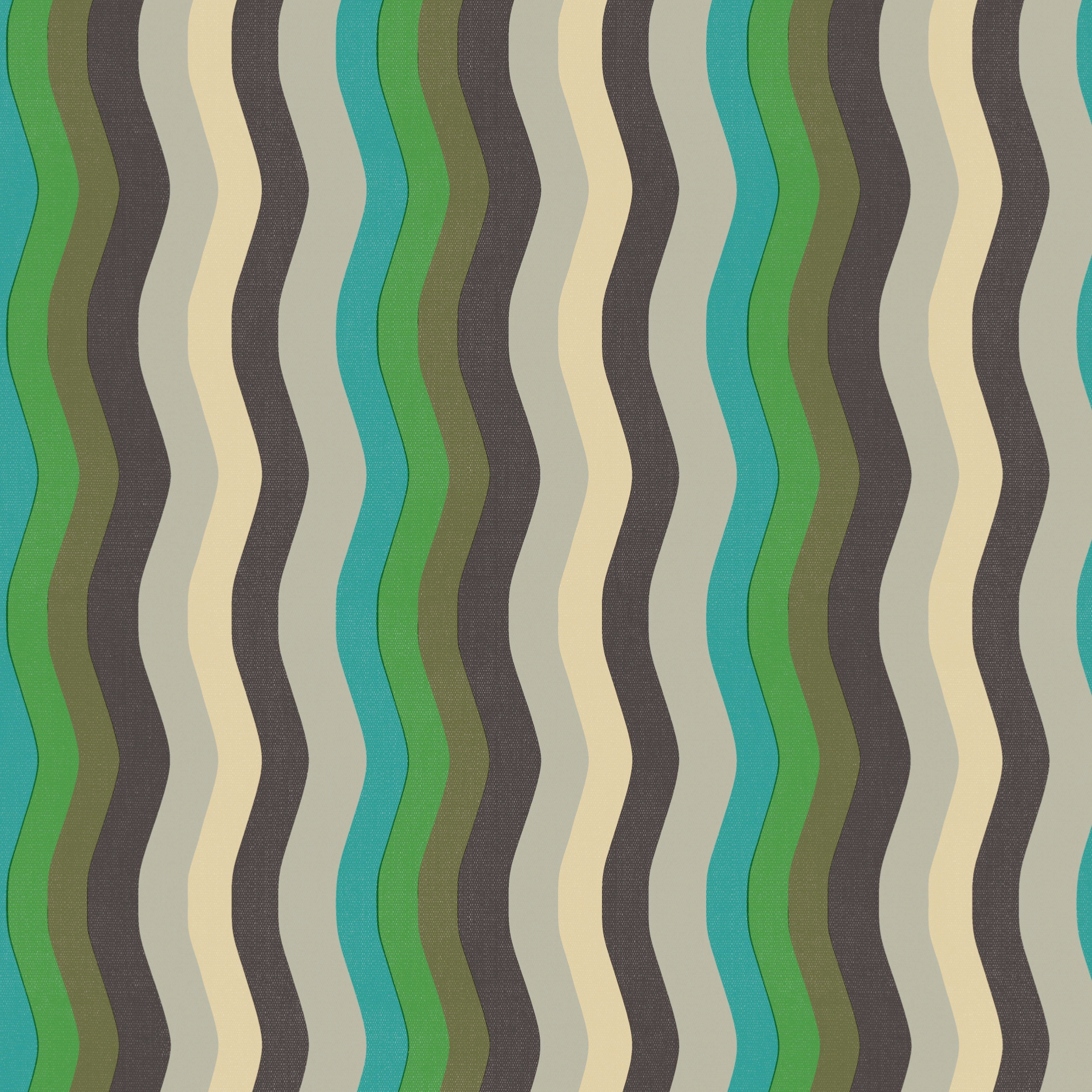 Wavy Stripe Wallpaper - Turquoise, Emerald + Mocha