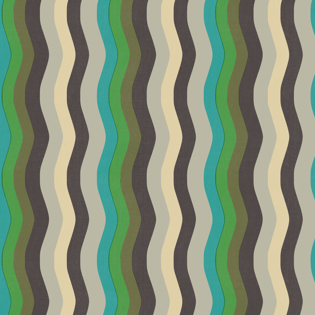 Wavy Stripe Wallpaper - Turquoise, Emerald + Mocha