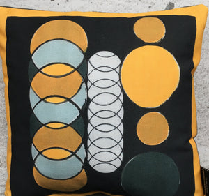 Yellow + Black Circle Mini Cushion - Now £10.00