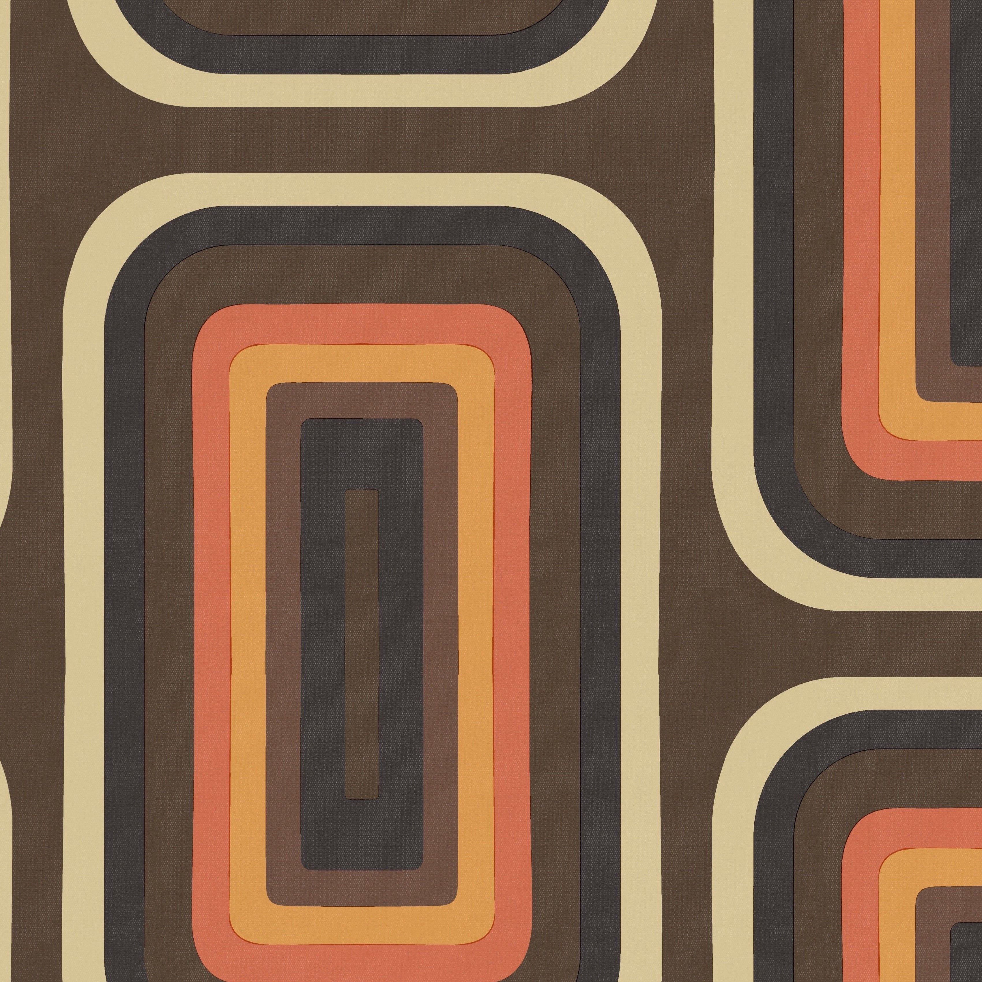 Retro Oblong Geometric wallpaper - Brown + Orange