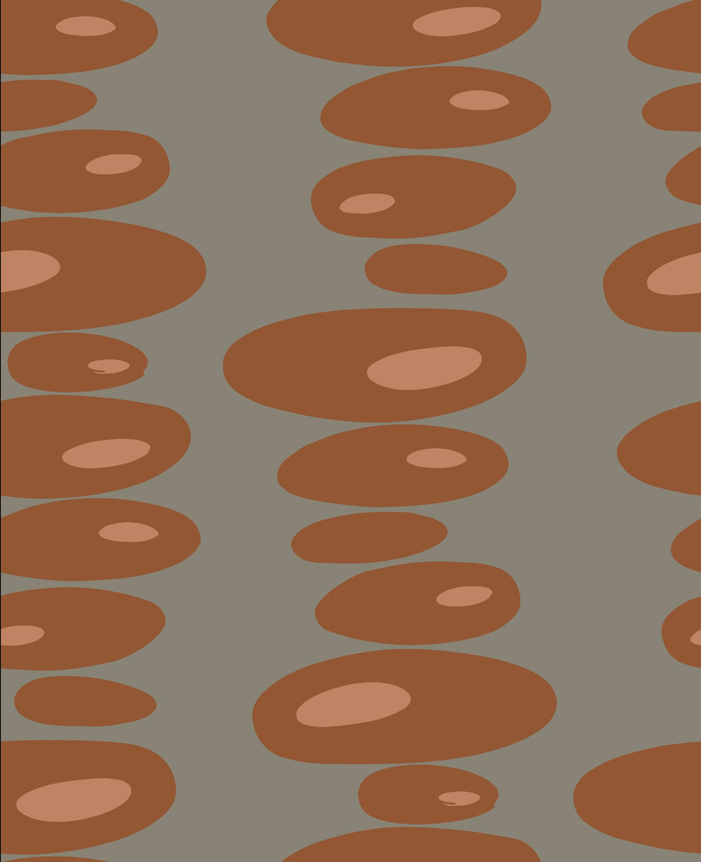 Pebbles Wallpaper - Pewter, Terracotta + Peach