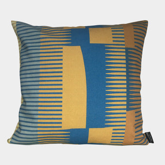 Square Combed Stripe Cushion - Mustard