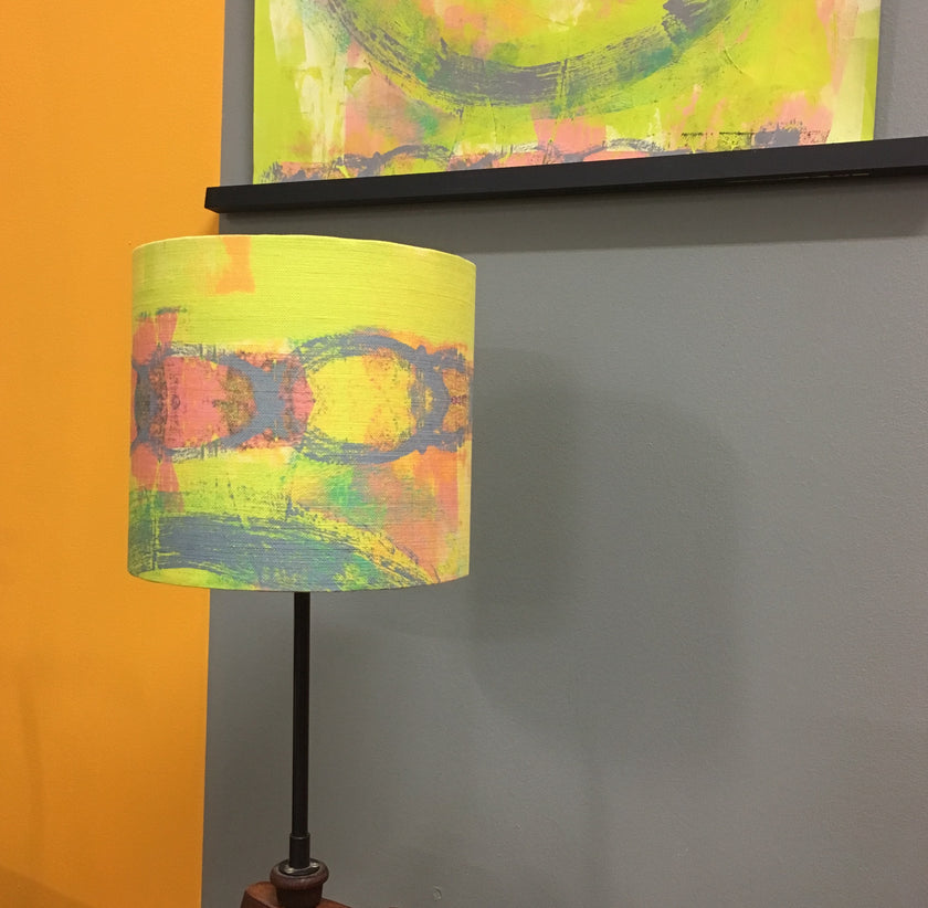 Abstract painted yellow square cushion