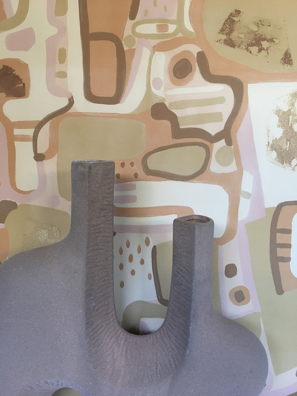 Cubist Jigsaw Wallpaper - Soft Terracotta + Sand