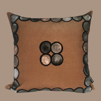 Ombré Circle Velvet Cushion - Mocha + Grey