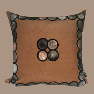 Ombré Circle Velvet Cushion - Mocha + Grey