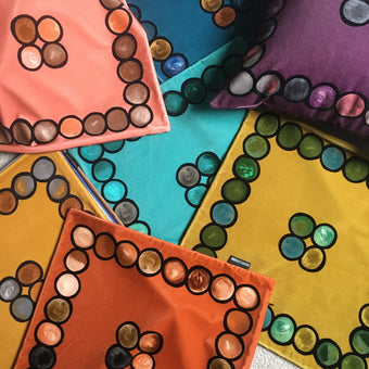 Ombré Circle Velvet Cushion - Teal + Terracotta