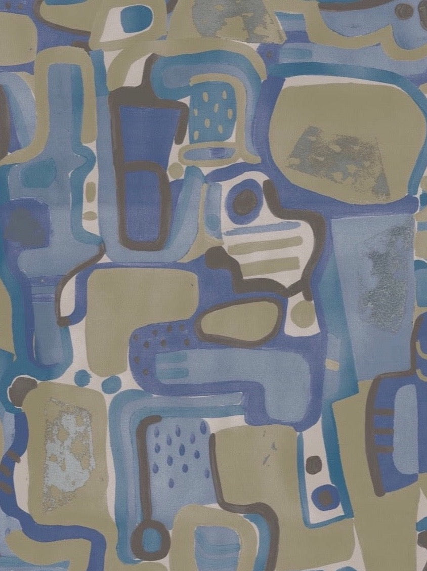 Cubist Jigsaw Wallpaper - Blue
