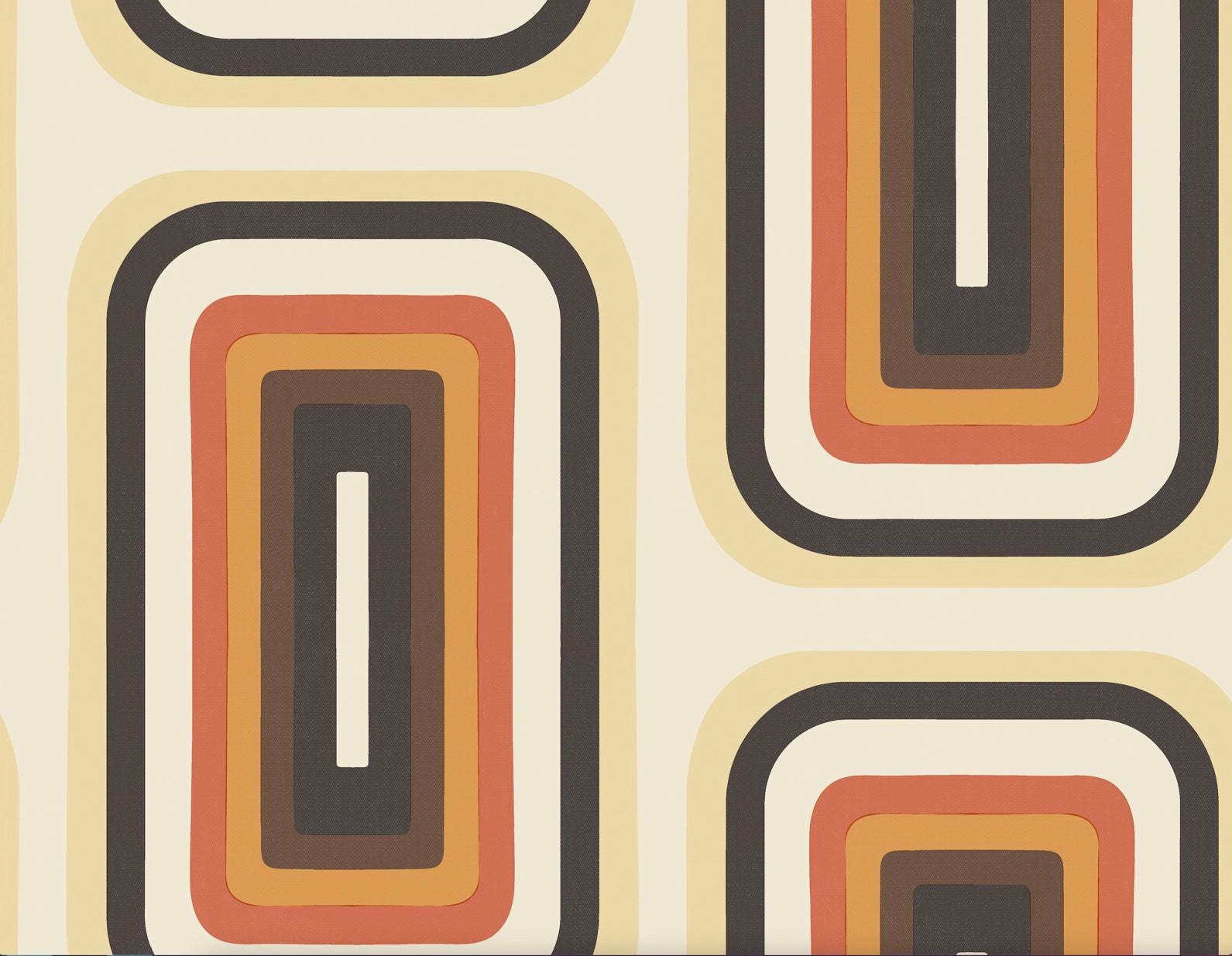 Retro Oblong Geometric wallpaper - Cream  + Orange
