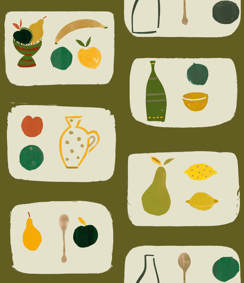 Naive Fruit Wallpaper - Dark Khaki