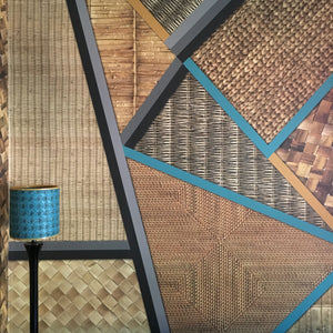 Wicker Geometric Turquoise + Mustard Wallpaper