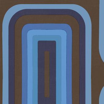 Retro Oblong Geometric wallpaper - Brown + Cobalt