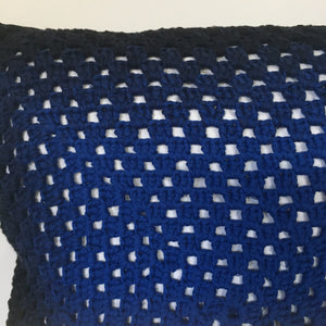 Hand Made Cotton Crocheted Cushion - Cobalt