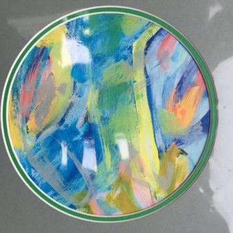 Expressive Abstract Circular Print Green + Grey Mount