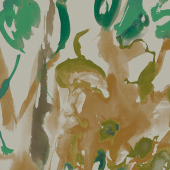 Brushstrokes floral Wallpaper - sand + aqua