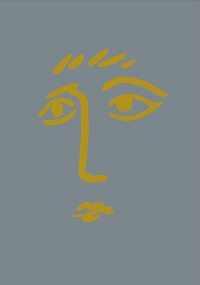 Face print no 2 - yellow  + grey