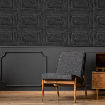Cane Diamond Charcoal Wallpaper