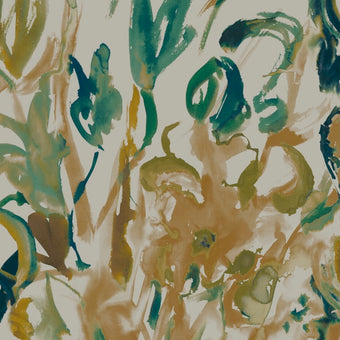 Watercolour Floral Wallpaper - Sand + Mint