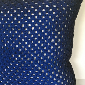 Hand Made Cotton Crocheted Cushion - Cobalt