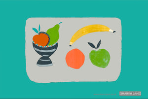 Fruit Bowl Tea Towel - Turquoise