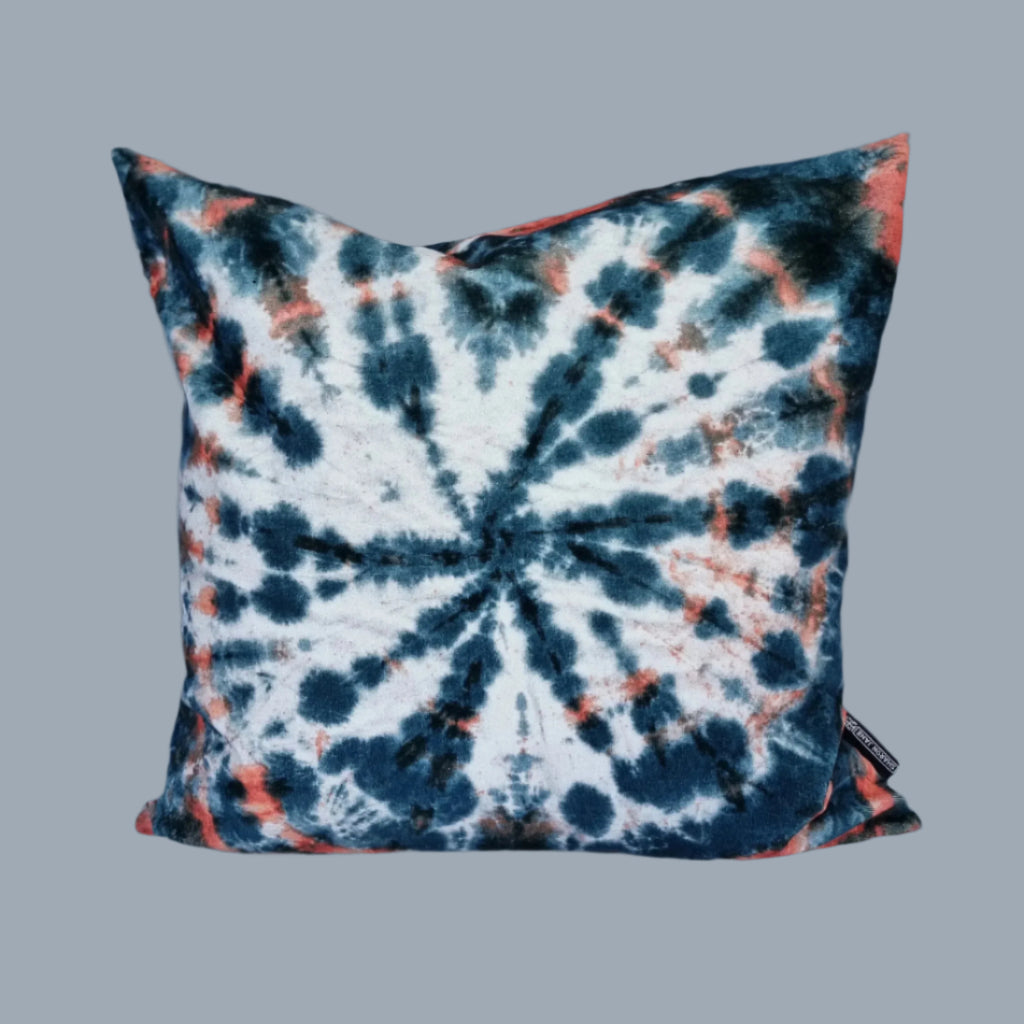 Tie Dye Circle  Velvet Cushion - Petrol