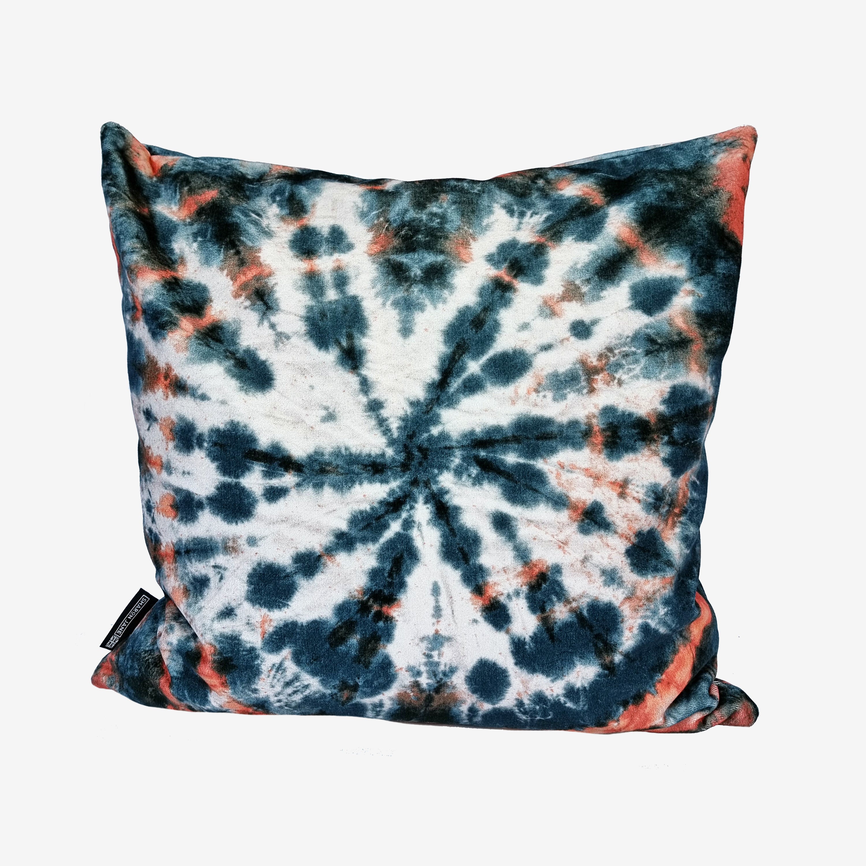 Tie Dye Circle  Velvet Cushion - Petrol