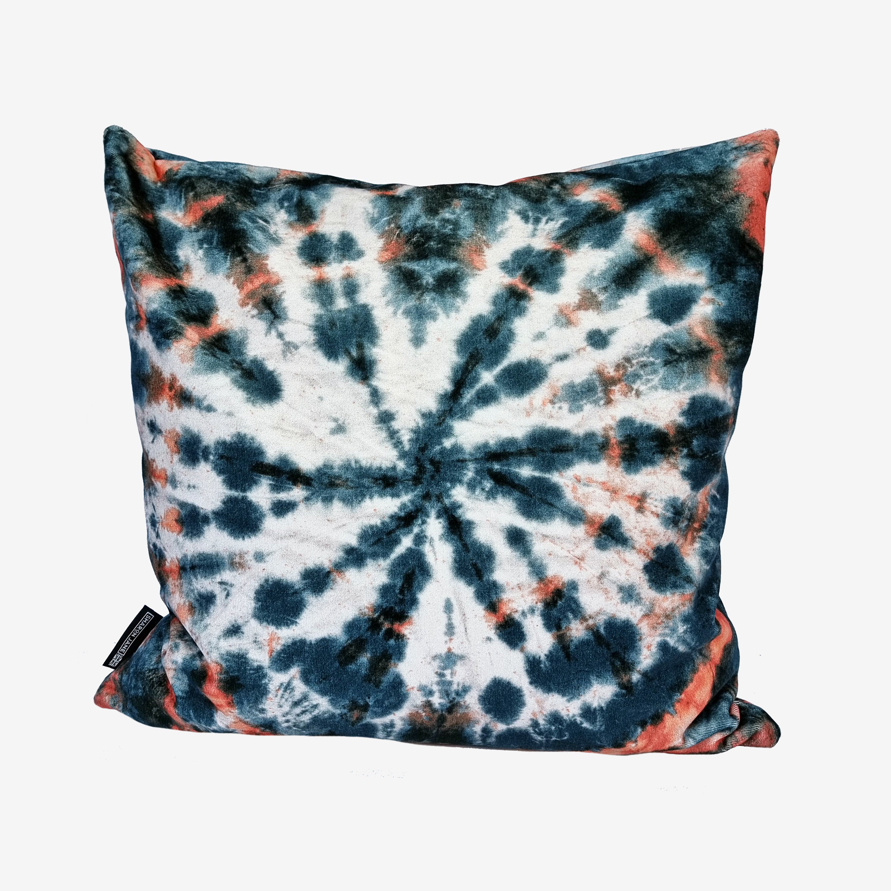 Tie dye Circle  Velvet Cushion - Petrol