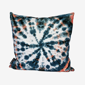 Tie Dye Circle  Velvet Cushion - Petrol