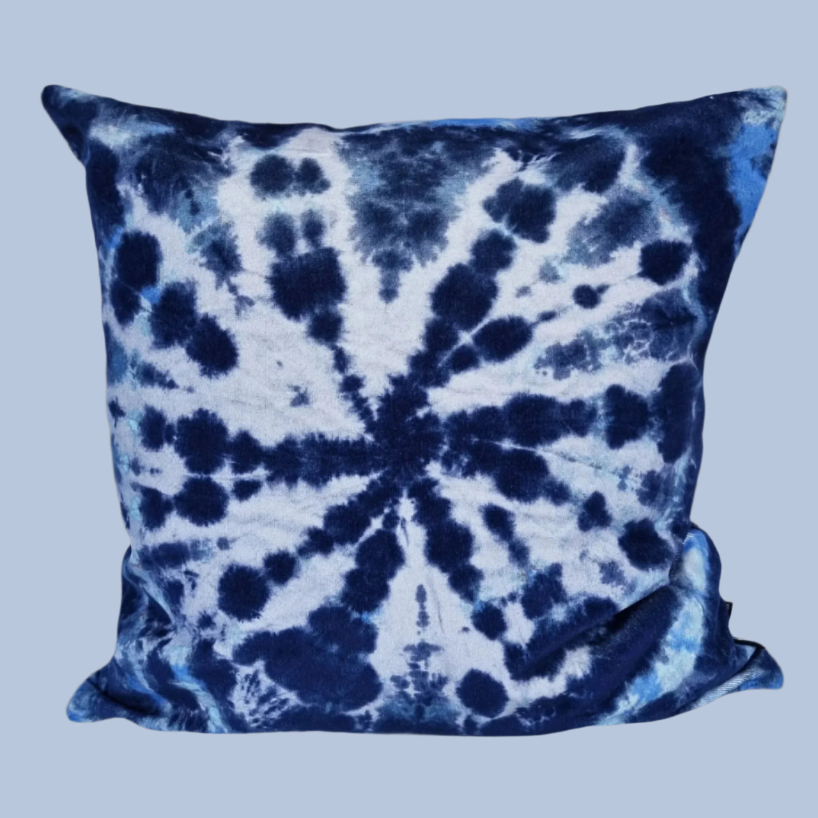 Tie dye Circle  Velvet Cushion - Indigo