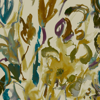 Watercolour floral Wallpaper - Ochre + Plum
