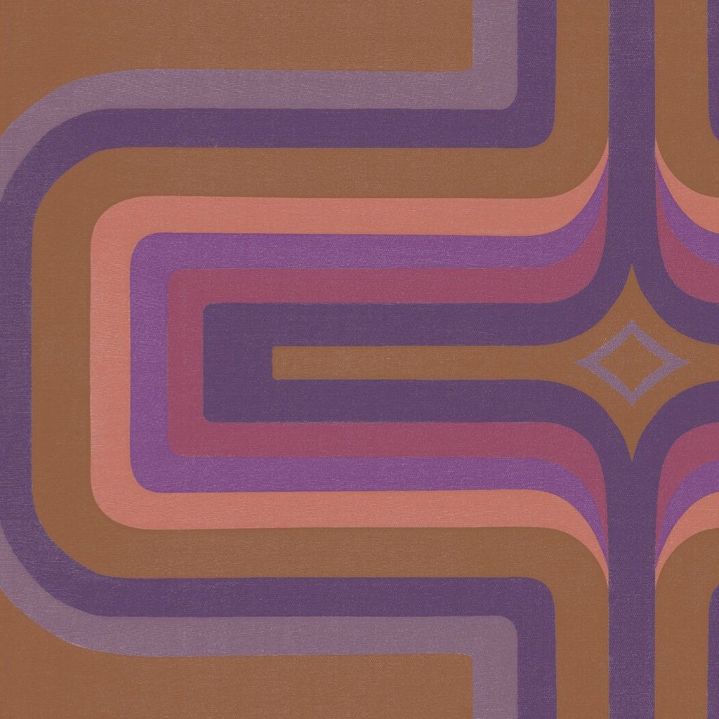 70s Geometric wallpaper, Terracotta + Pink