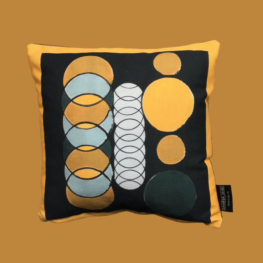 Yellow + Black Circle Mini Cushion - Now £10.00
