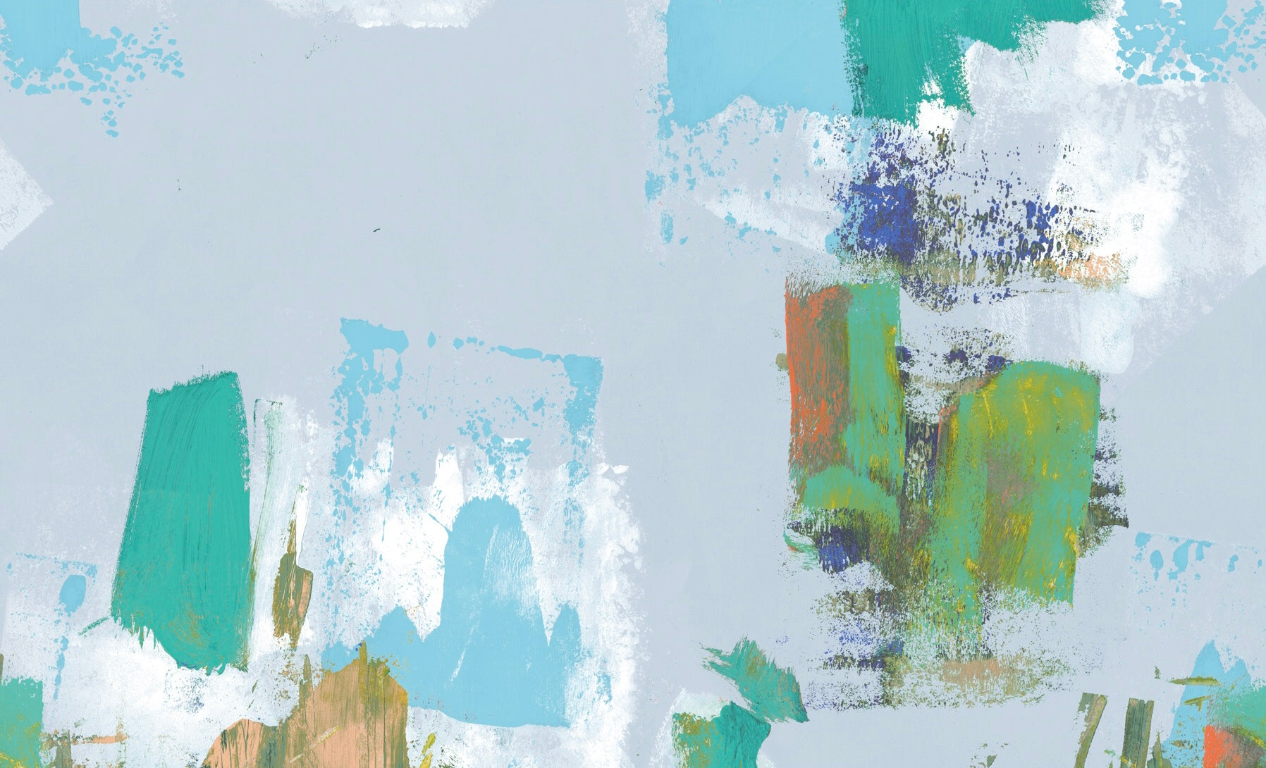 Abstract Painterly Wallpaper- Pastel Blues