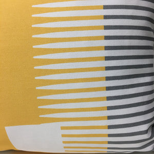 Combed Stripe Cushion - Saffron, charcoal + white ( two available )