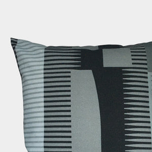 Square Combed Stripe Cushion - Graphite, Pewter + Black
