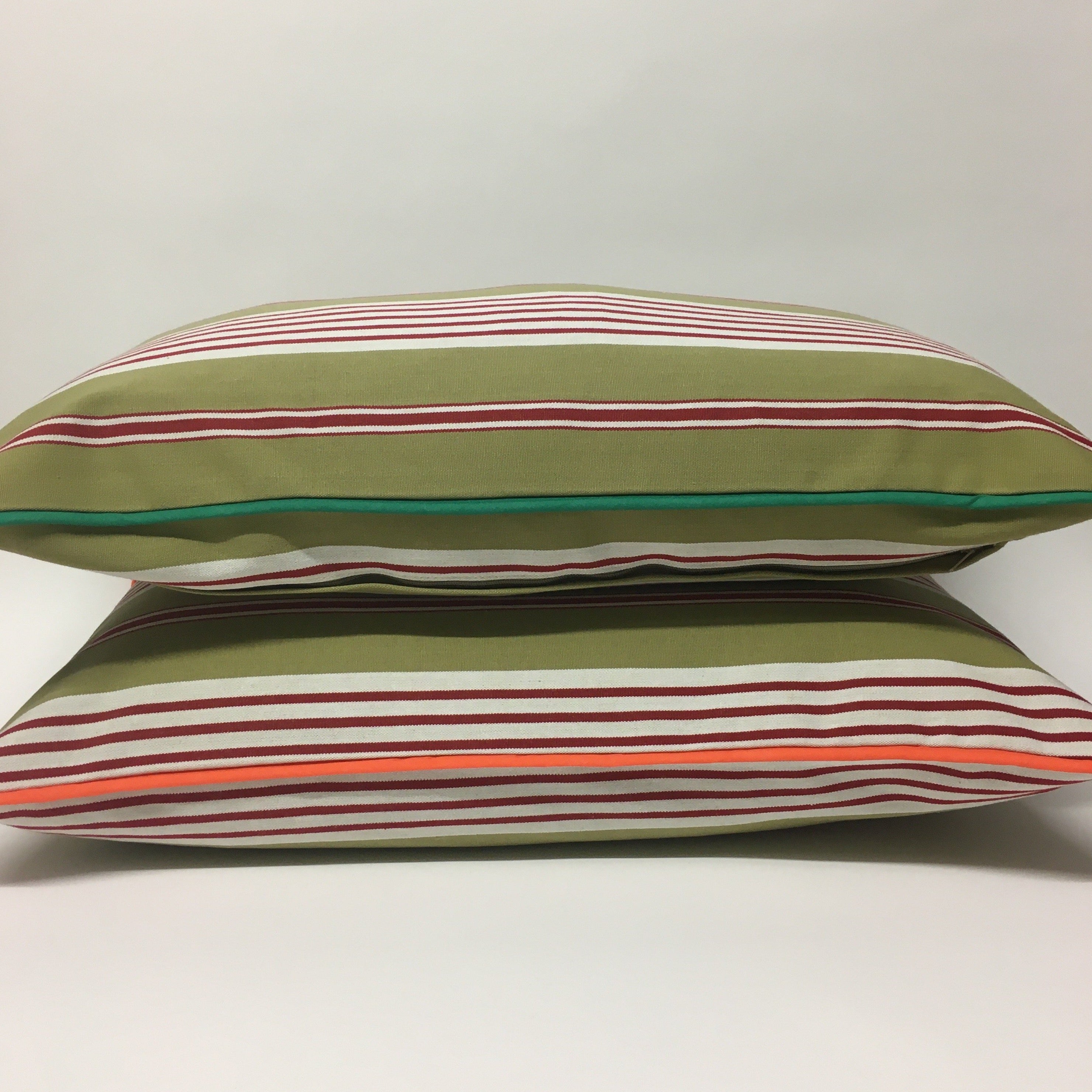 Multi Striped Cushions - khaki