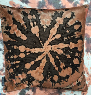 Tie dye Circle  Velvet Cushion - Cinnamon