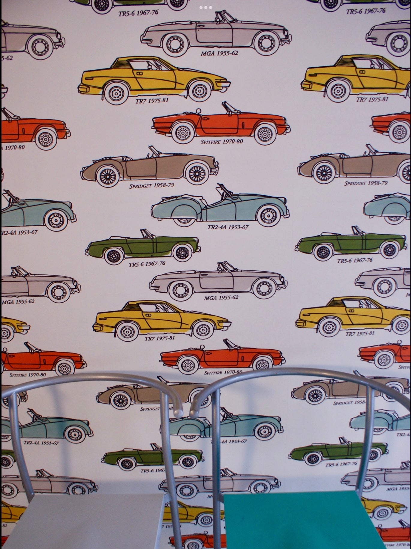 British Classic Cars Wallpaper - white + multi