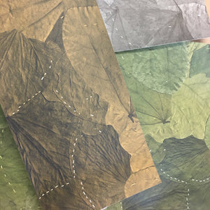 Stormy Grey Stitched Leaf Wallpaper