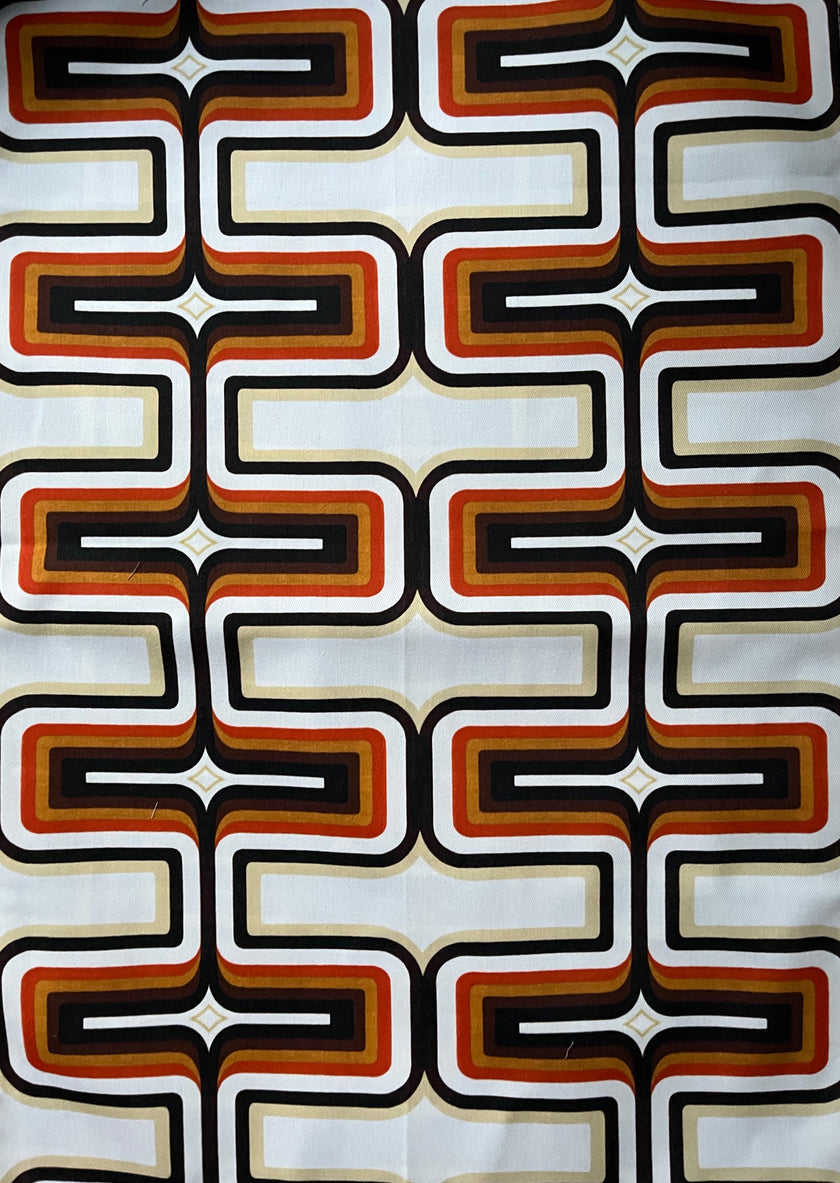 Retro Tea Towel - Brown + Orange