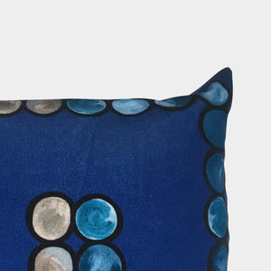 Ombré Circle Velvet Cushion -Cobalt + Grey